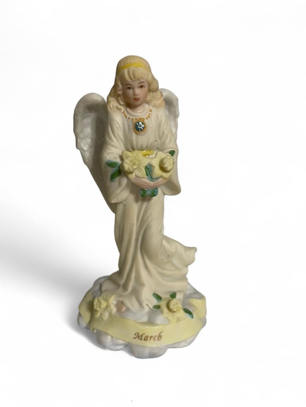 Enesco Vintage 1997 March Birthstone Angel Birthday Figurine